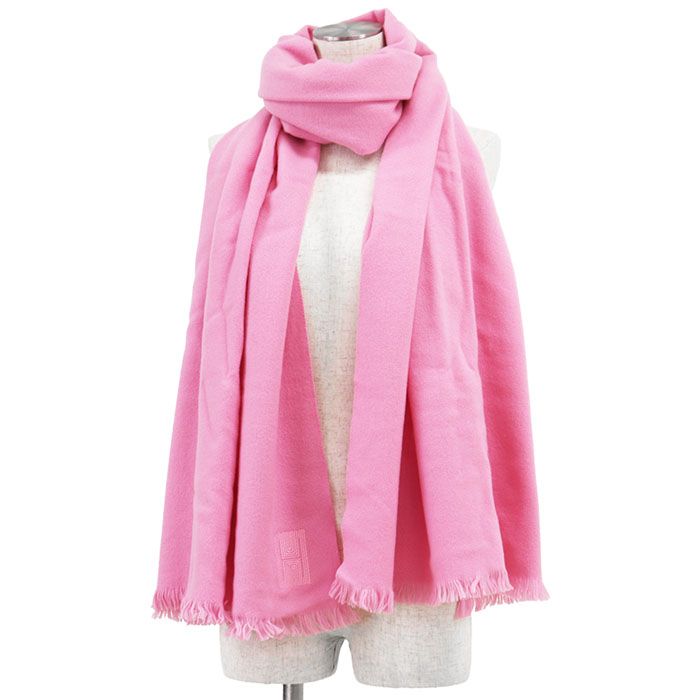 美品】HERMES エルメス マフラー カシミヤ100% H ロゴ エンブロイ