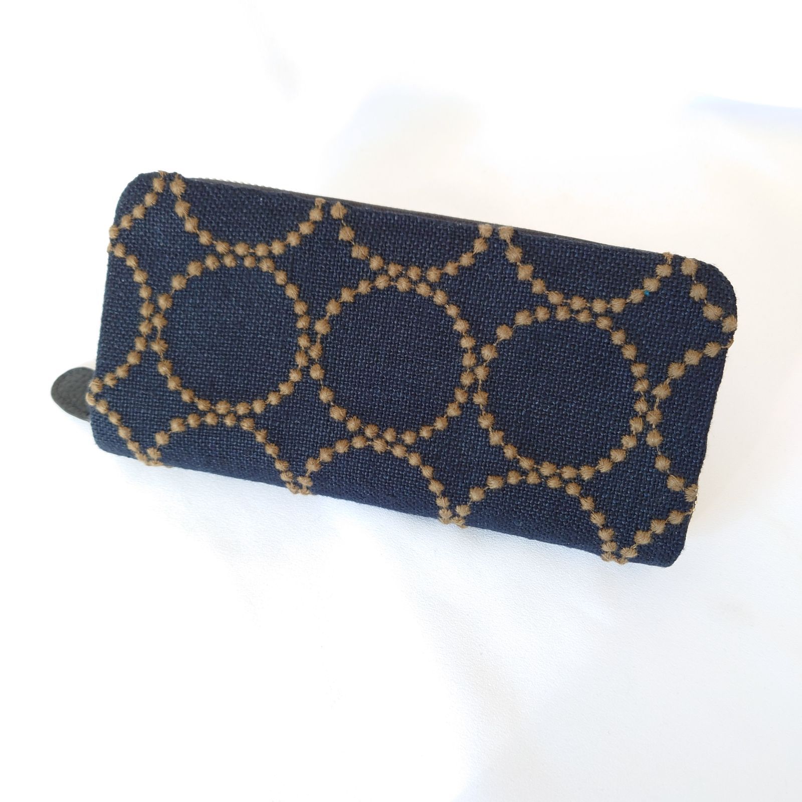 受注製作】 シンプル ネイビー×カーキ 本革ギャルソン長財布