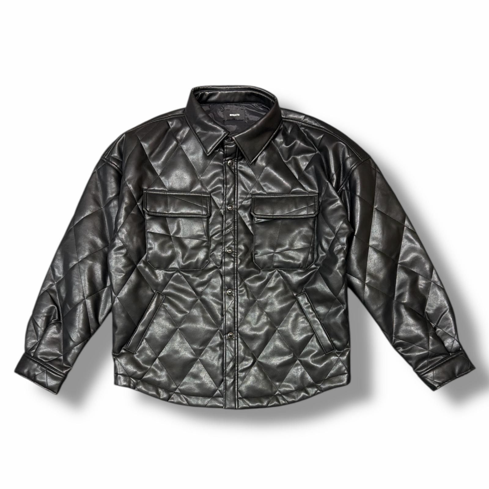 参考上代41800円 BREATH 25AW FAUX LEATHER QUILTING SHIRT フェイク 