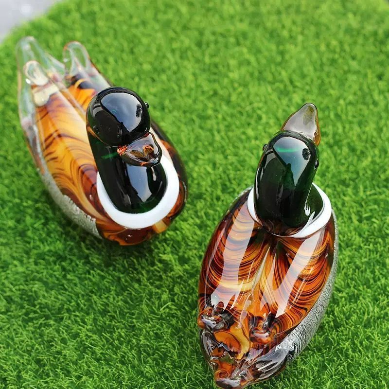 銀製　鴛鴦 オシドリ　ガラス製 置物 ケース入り 銀製 鴛鴦 オシドリ ガラス製 置物 ケース入り