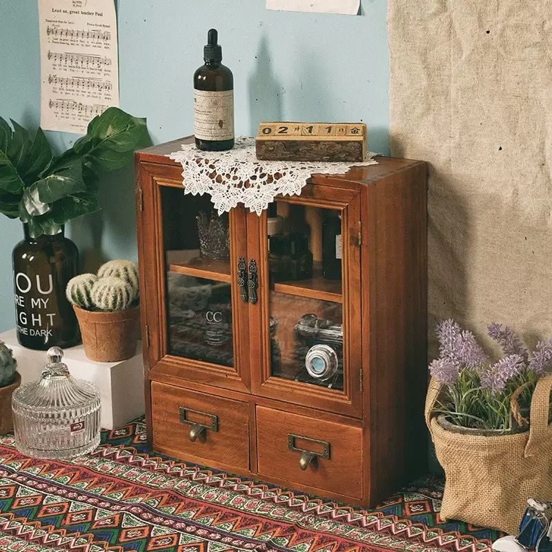 アンティークチェスト 木製収納棚 キャビネット ヴィンテージ調 カフェ