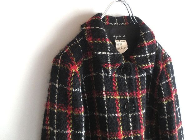 【希少】 アニエスベー フランス製 ウールジャケットコート ツイード チェック柄 希少 90sビンテージ フランス製 agnes b. アニエスベー チェック