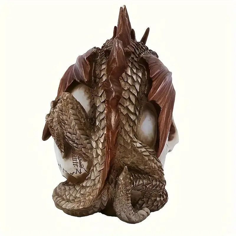 新品?未使用】 樹脂製ドラゴンとドクロのオブジェ オブジェ 置物 龍