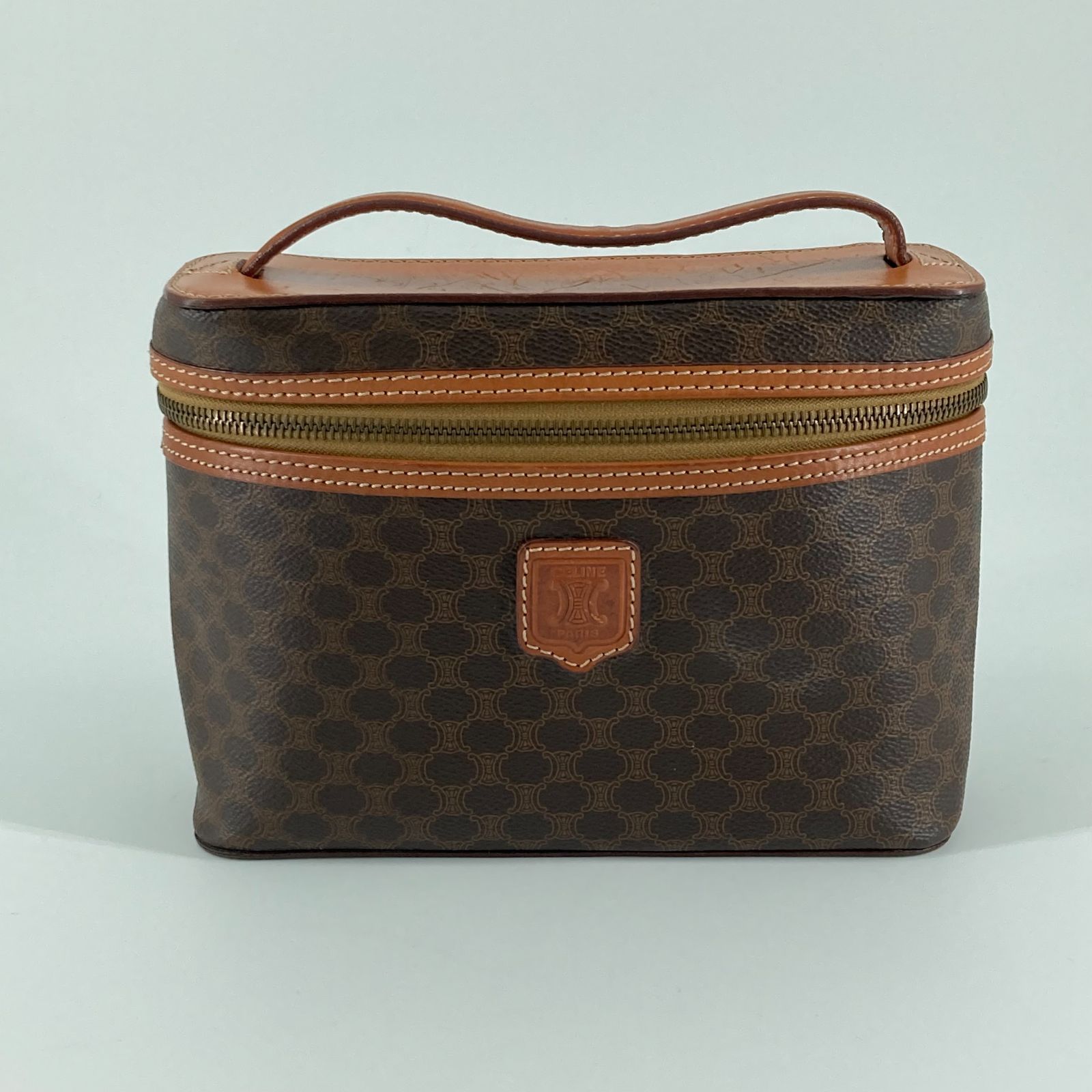 CELINE(セリーヌ) マカダム柄 バニティ ハンドバッグ ブラウン - メルカリ