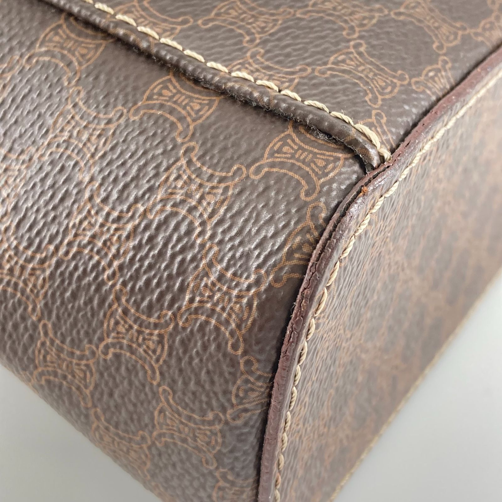 CELINE(セリーヌ) マカダム柄 バニティ ハンドバッグ ブラウン - メルカリ