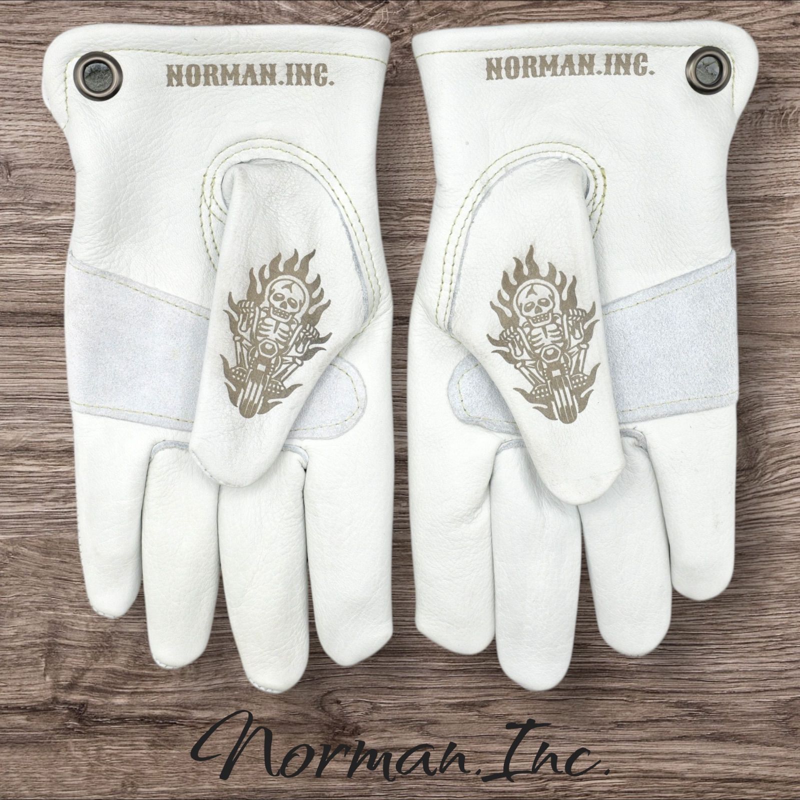 牛革 レザーグローブ ホワイト 白 アメリカン バイク ハーレー
