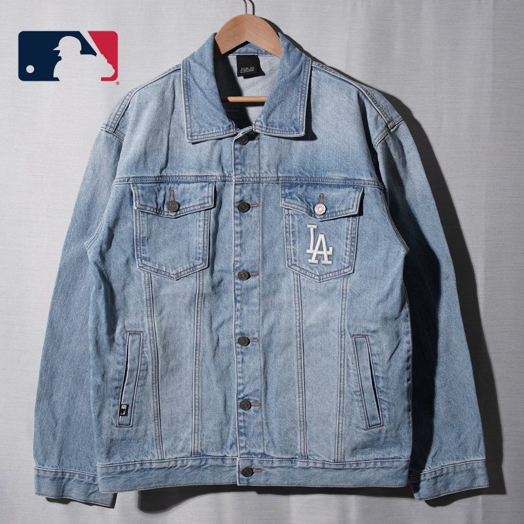 MLB ロサンゼルス ドジャース デニムジャケット XL ロゴ刺繍 LA 