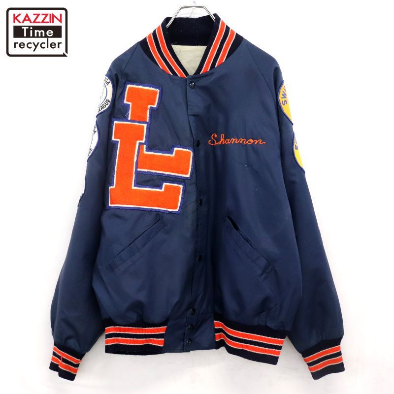 80s USA製 vintage DeLONG ワッペンカスタム ナイロン スタジャン