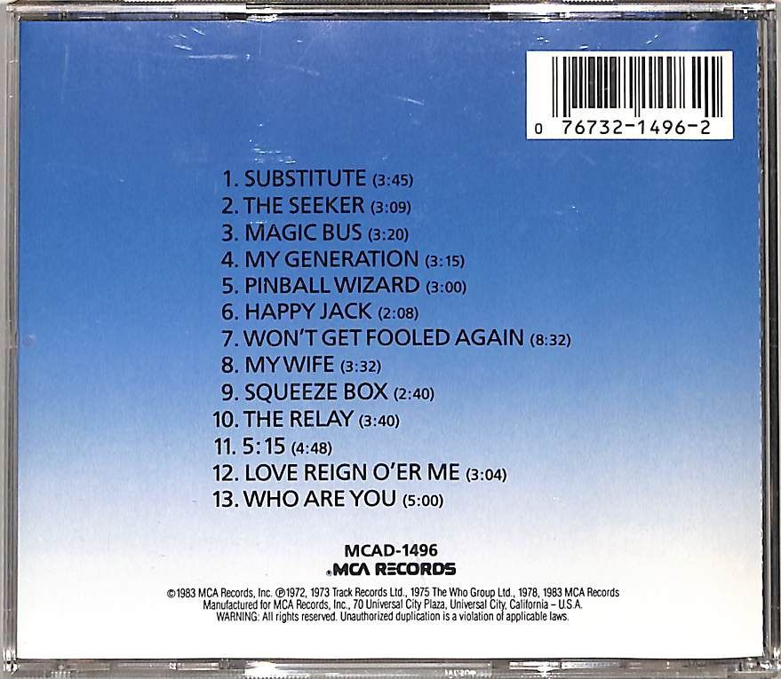 CD1枚 / THE WHO / THE WHOS GREATEST HITS / D00179389 - メルカリ