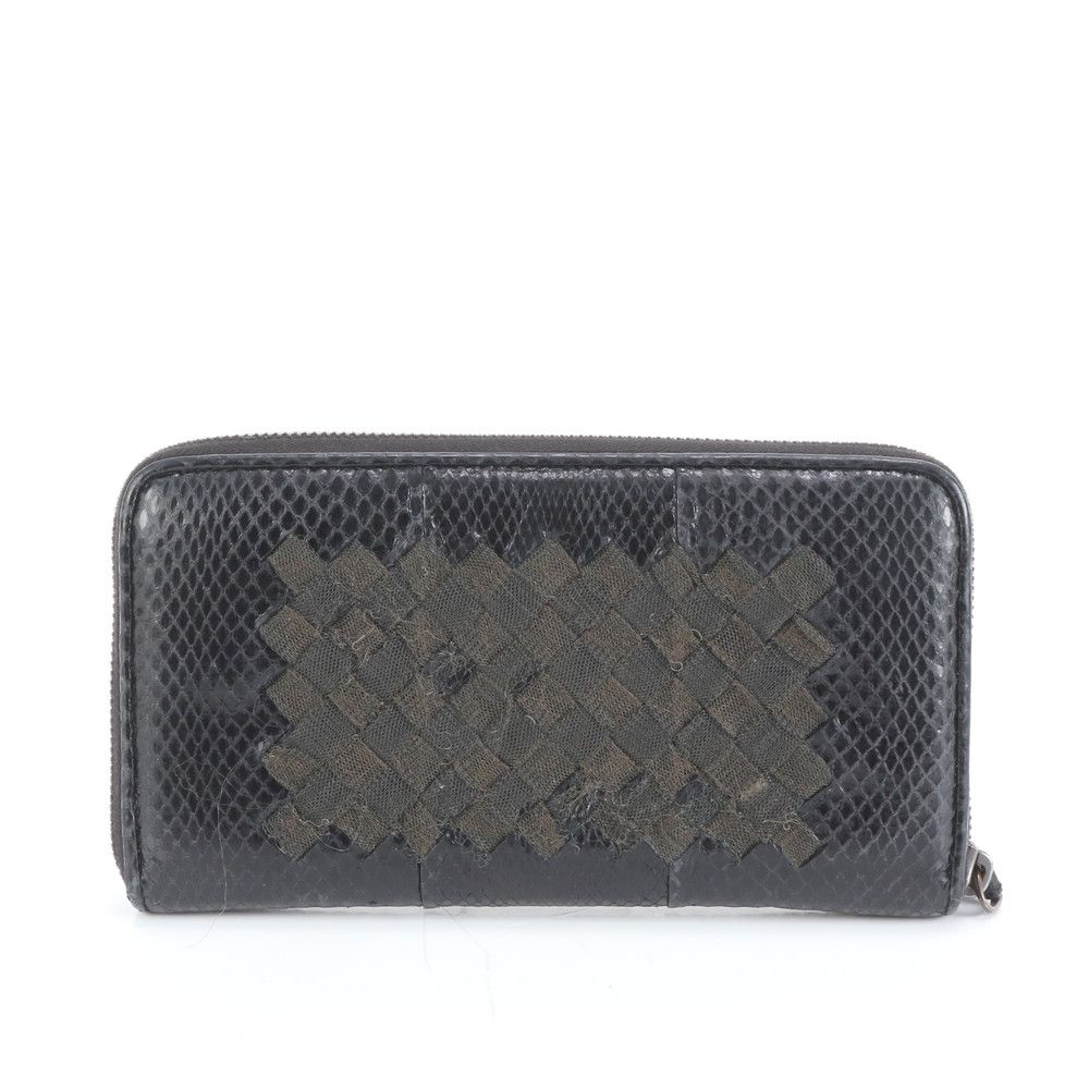 美品 ボッテガヴェネタ イントレチャート 編みこみ パイソン レザー 長