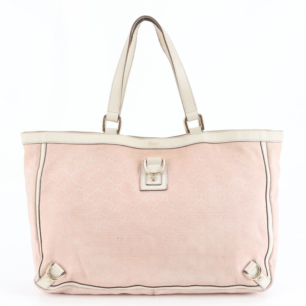 美品 グッチ GG キャンバス アビー 141472 レザー トート バッグ