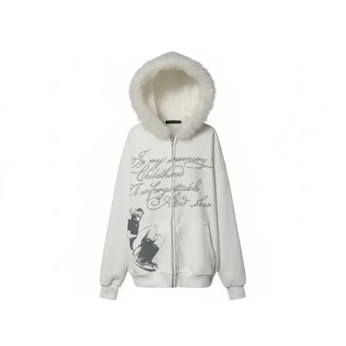 白ファー フード ジップアップ アウター ギャル ファー フード ジップ