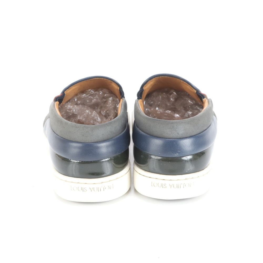 美品 ルイヴィトン モノグラム デニム 36 レザー スリッポン