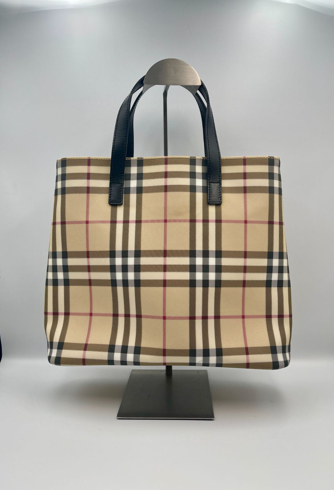 美品 BURBERRY バーバリー チェック カバン トートバッグ ハンドバッグ