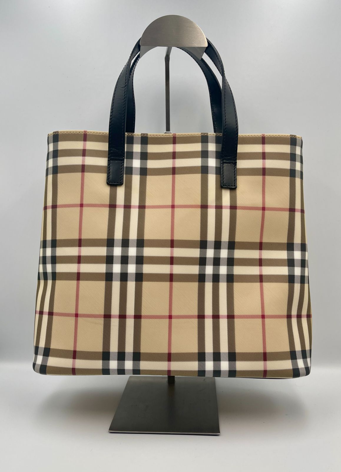 美品 BURBERRY バーバリー チェック カバン トートバッグ ハンドバッグ