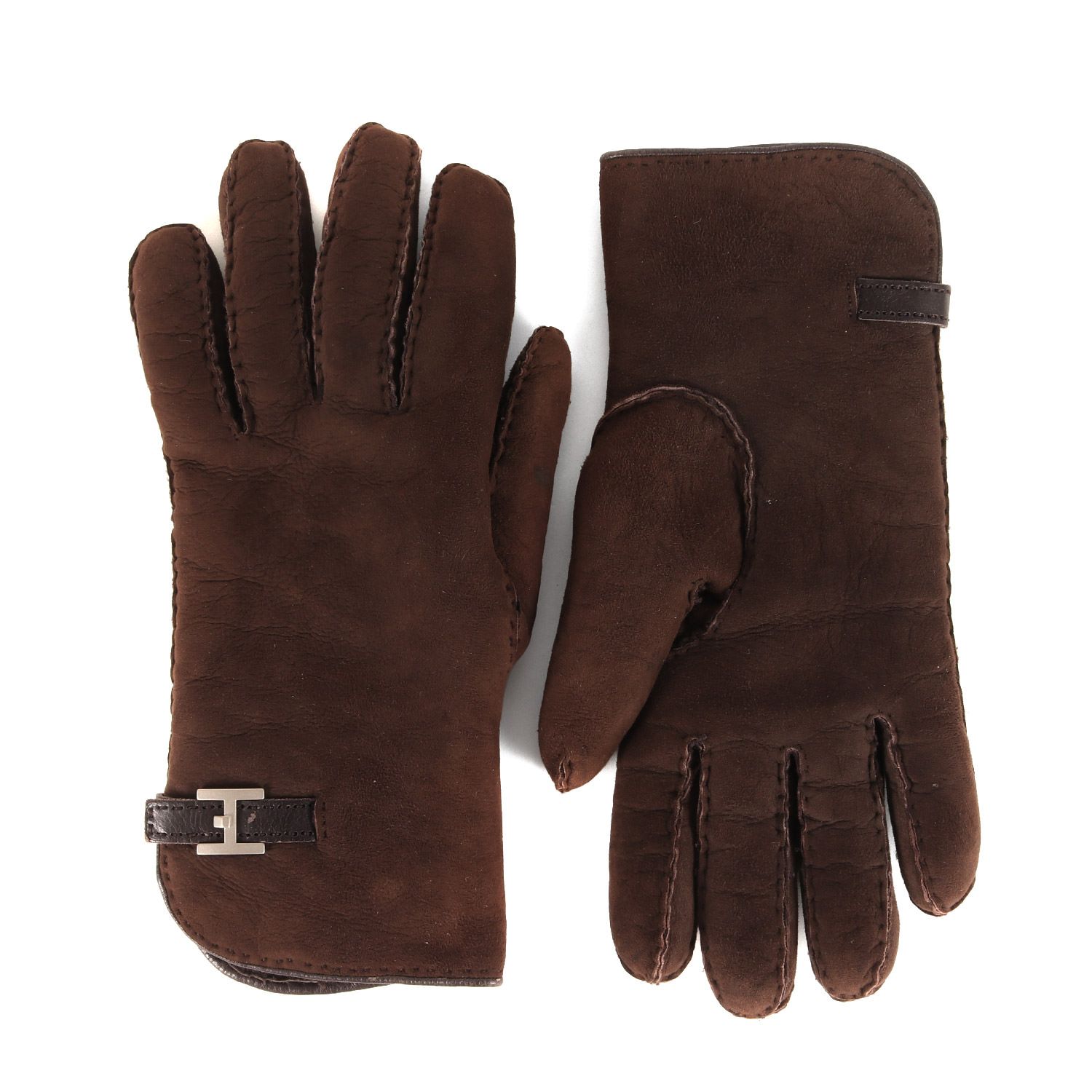 【新品・未使用】HERMES ラムスキン　ブラウン　グローブ サイズ8 HERMES エルメス グローブ ブラウン サイズ:8 | Hロゴバックル