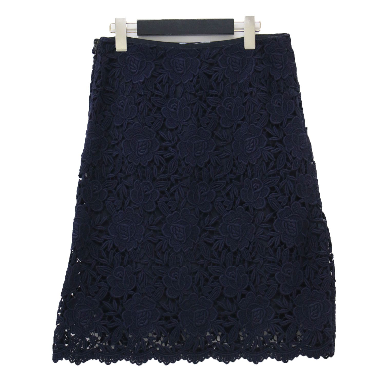 PRADA プラダ スカート ネイビー 紺 サイズ:38(S) | レース タイト