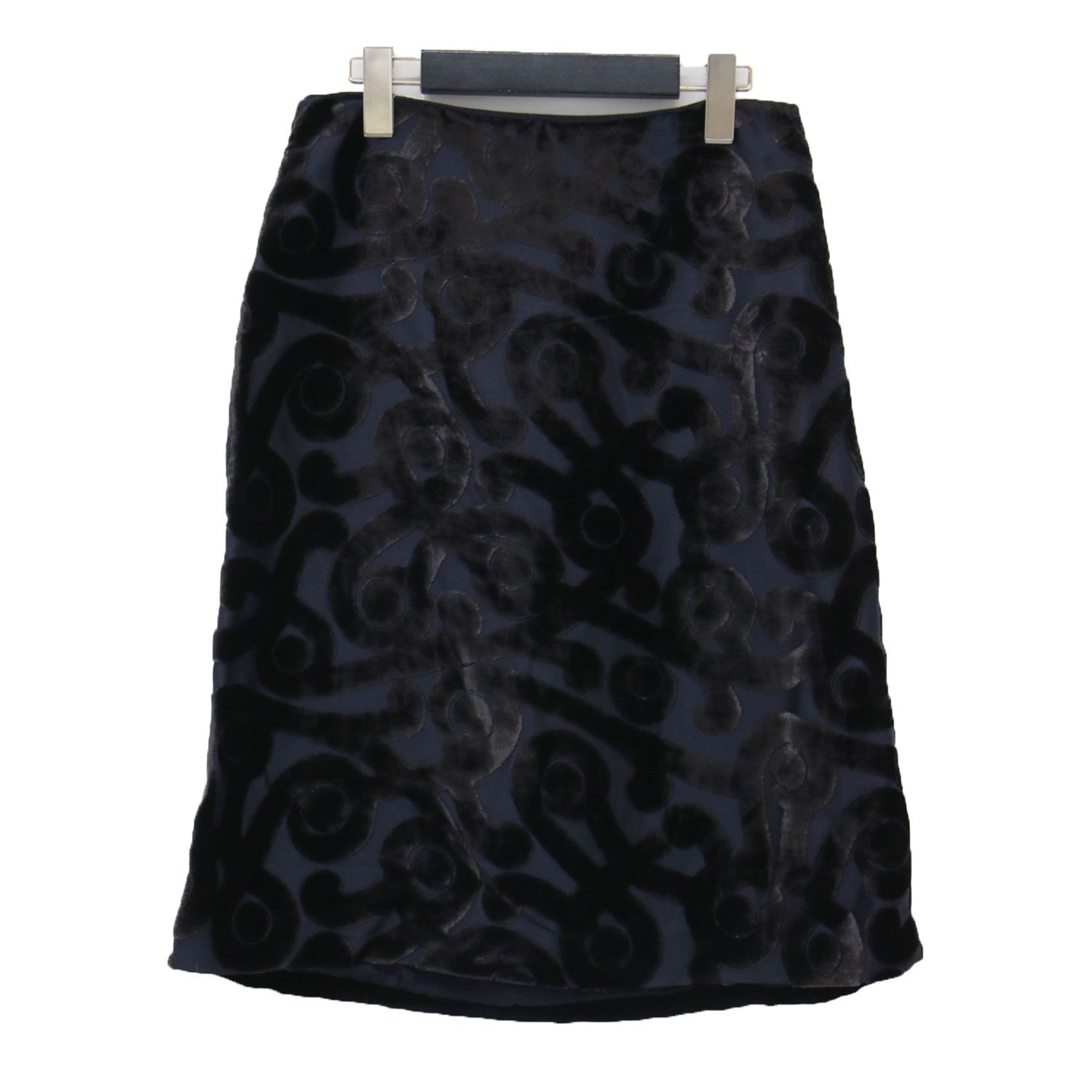 PRADA プラダ スカート ブラック 黒 サイズ:40(M) | ベロア プリント