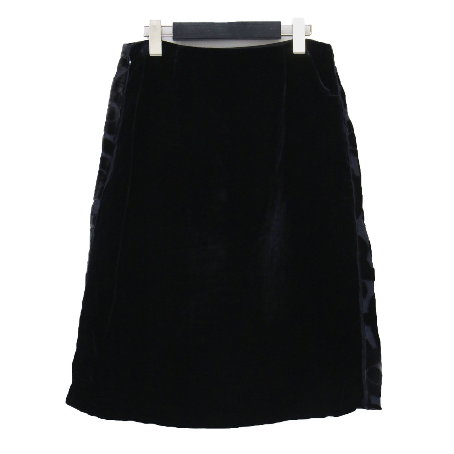 PRADA プラダ スカート ブラック 黒 サイズ:40(M) | ベロア プリント