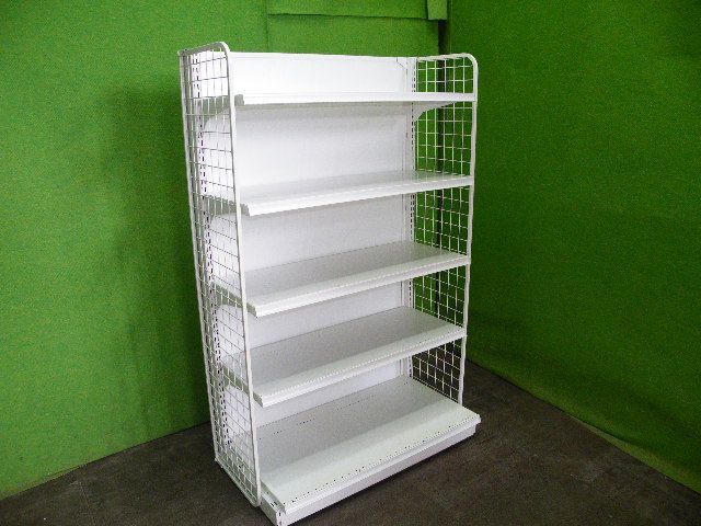 コクヨ製 H150cm×W90cm 単体片面4段エンド什器 サイドネット付き 