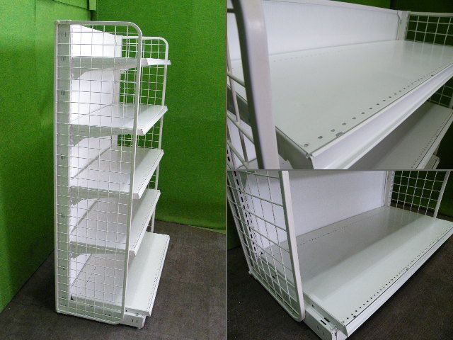 コクヨ製 H150cm×W90cm 単体片面4段エンド什器 サイドネット付き 
