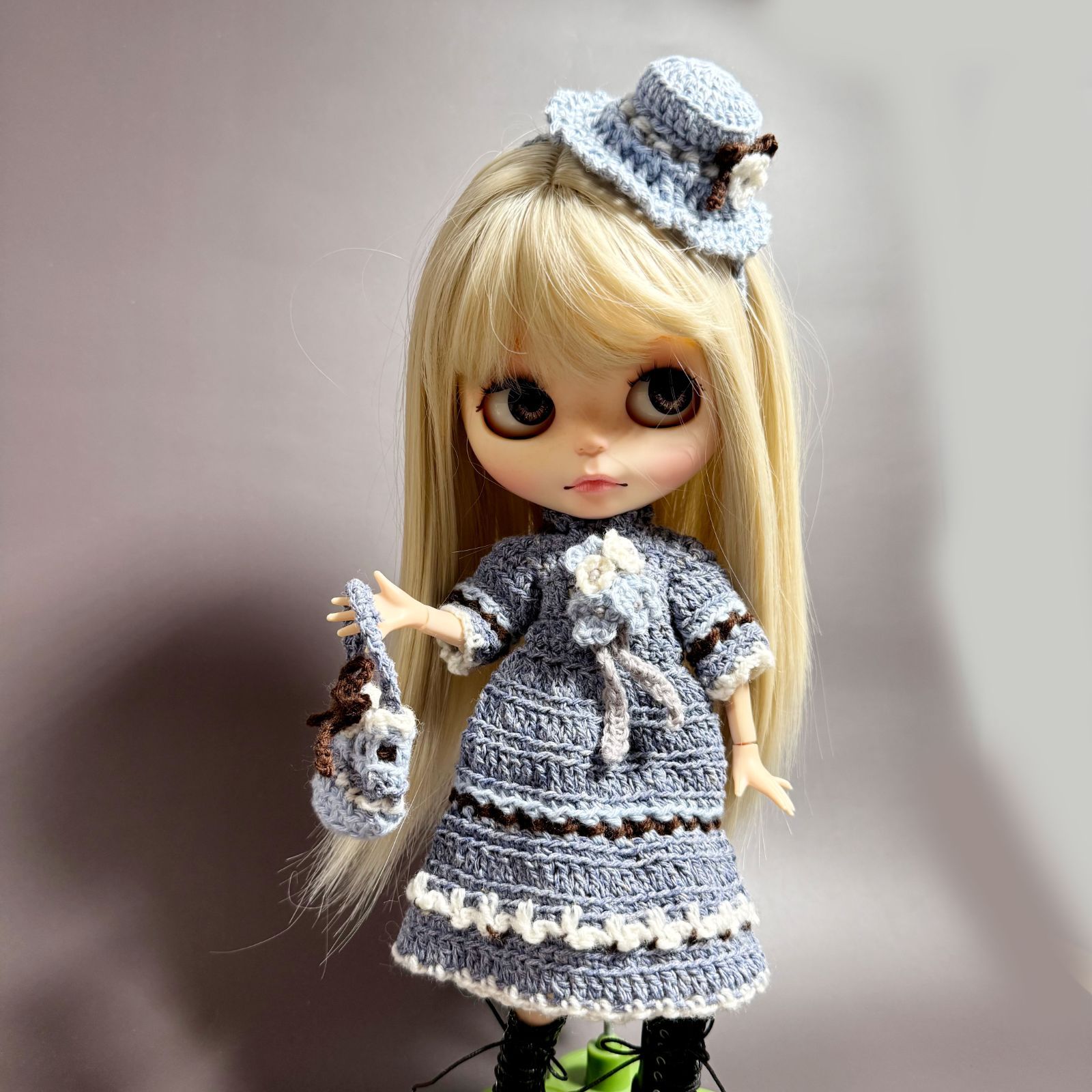 1/6 アウトフィット ワンピース 帽子 バッグ パープル ブライス リカ