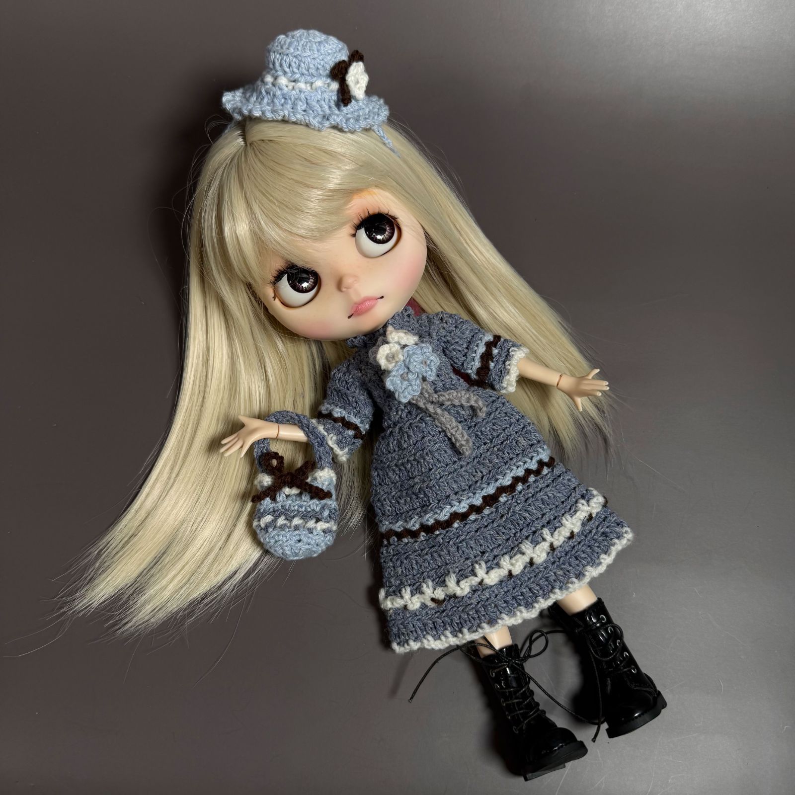 1/6 アウトフィット ワンピース 帽子 バッグ パープル ブライス リカ