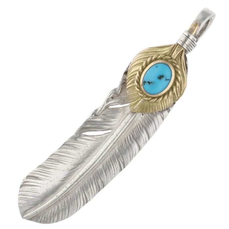 ゴローズ 上金金縄ターコイズ特大フェザー 右向き ネックレストップ