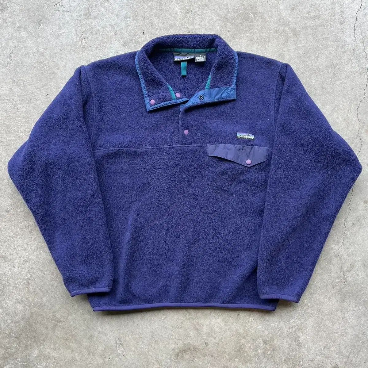 90s ジャマイカ patagonia Synchilla（シンチラ） スナップ-T PURPLE 