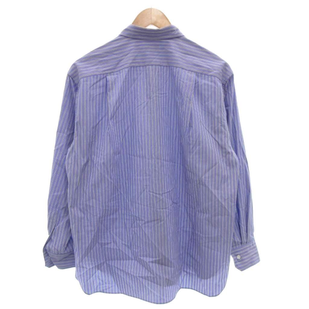 ドゥロワー Drawer シャツ カジュアル 36 青 ブルー ストライプ柄 長袖