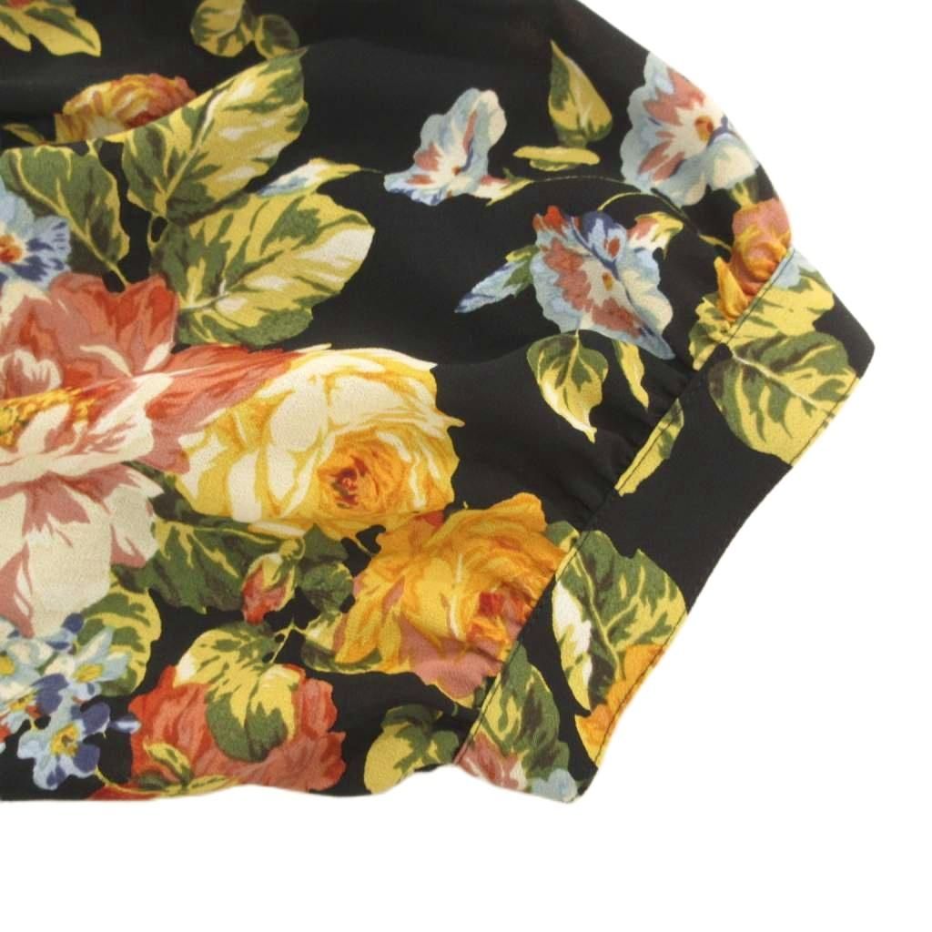 ピンクハウス PINK HOUSE 美品 ワンピース 黒 ブラック 花柄 開襟襟  