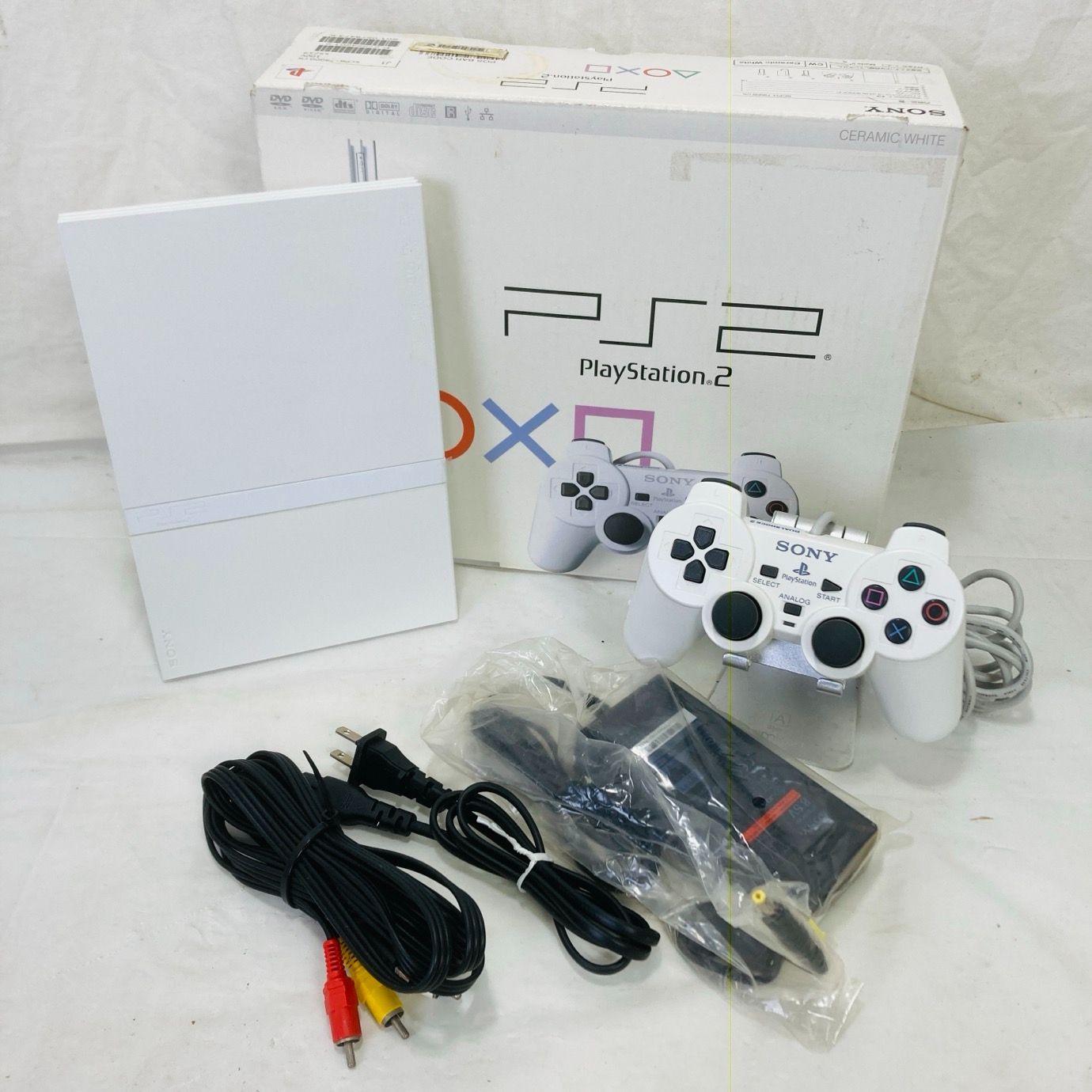美品 元箱 PS2 薄型 プレステ2 プレイステーション2 本体 コントローラ 