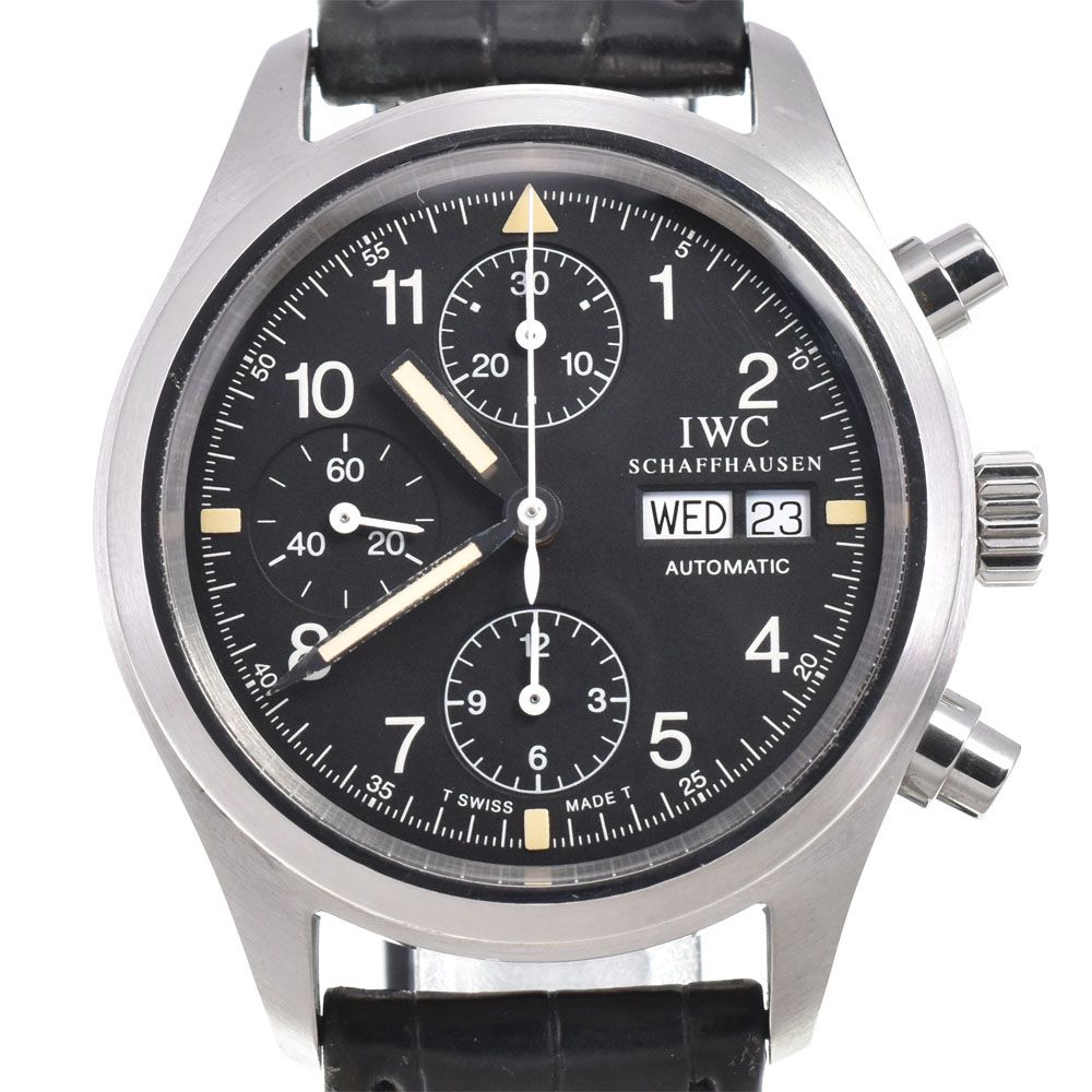 ベルト訳あり IWC IWC SCHAFFHAUSEN IW370603 メカニカル フリーガー クロノグラフ デイデイト 自動巻き メンズ J#145110