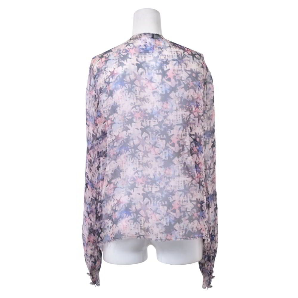 CHANEL P43076V31659 ココマーク シルク フリル ノーカラー ブラウス