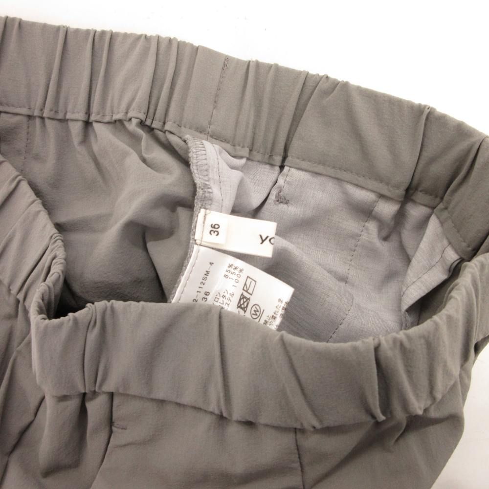 ヨリ yori サブリナパンツ クロップド スラックス イージー 36 グレー  