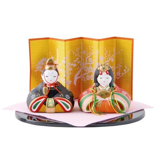 雛人形 ひな人形 陶器 コンパクト 親王飾り 錦彩華みやび雛 ｵﾘｼﾞﾅﾙ敷物