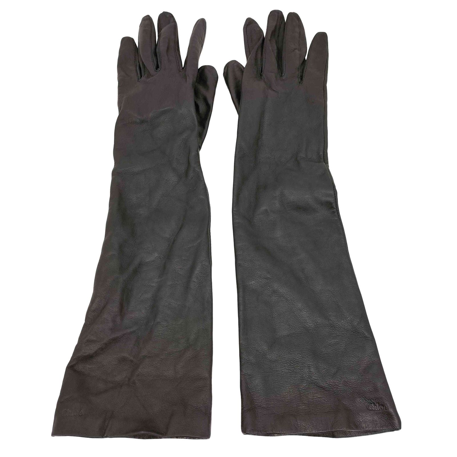 クロエ Chloe ロゴ 刻印 レザー ロング グローブ レディース 21cm