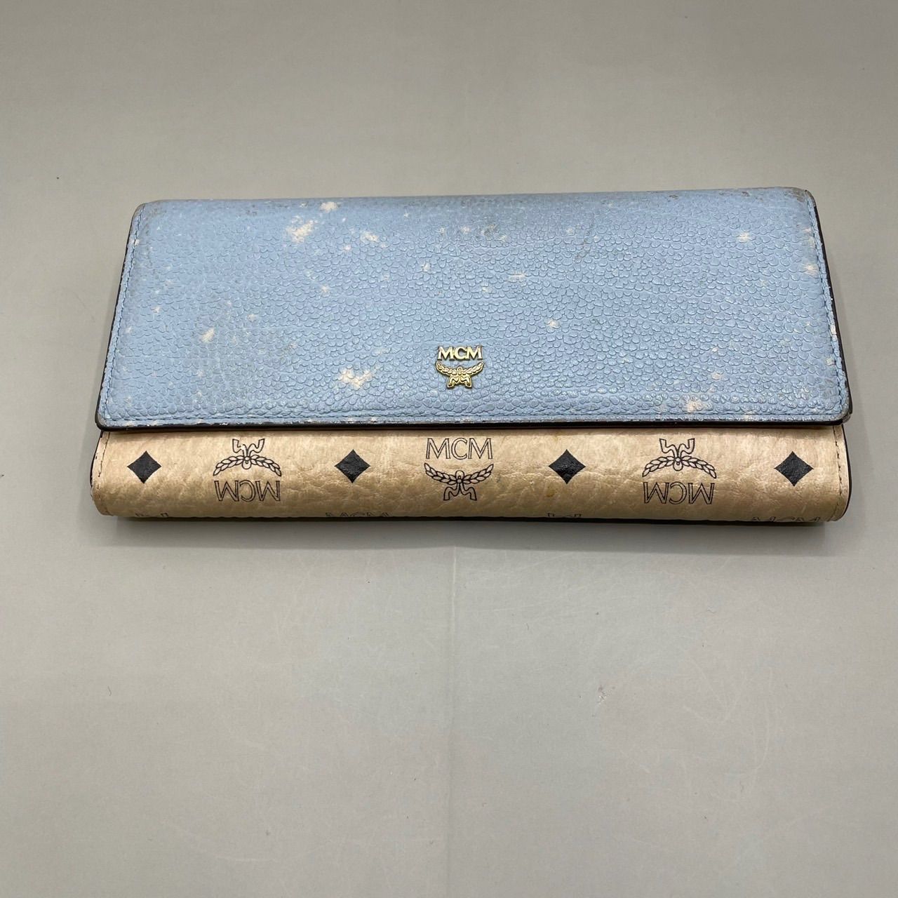 良品 MCM エムシーエム 長財布 ロングウォレット 三つ折り財布 大容量 