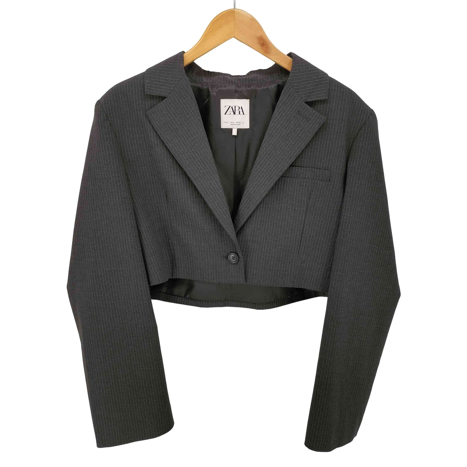 zara ピンストライプ　ジャケット ザラ ZARA ピンストライプ クロップド テーラード ジャケット