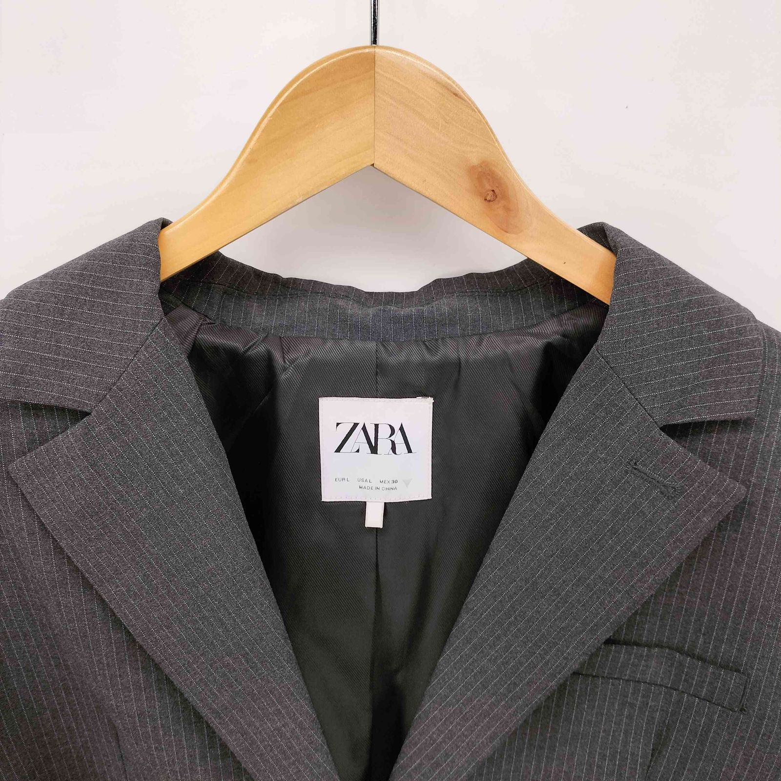 ザラ ZARA ピンストライプ クロップド テーラード ジャケット