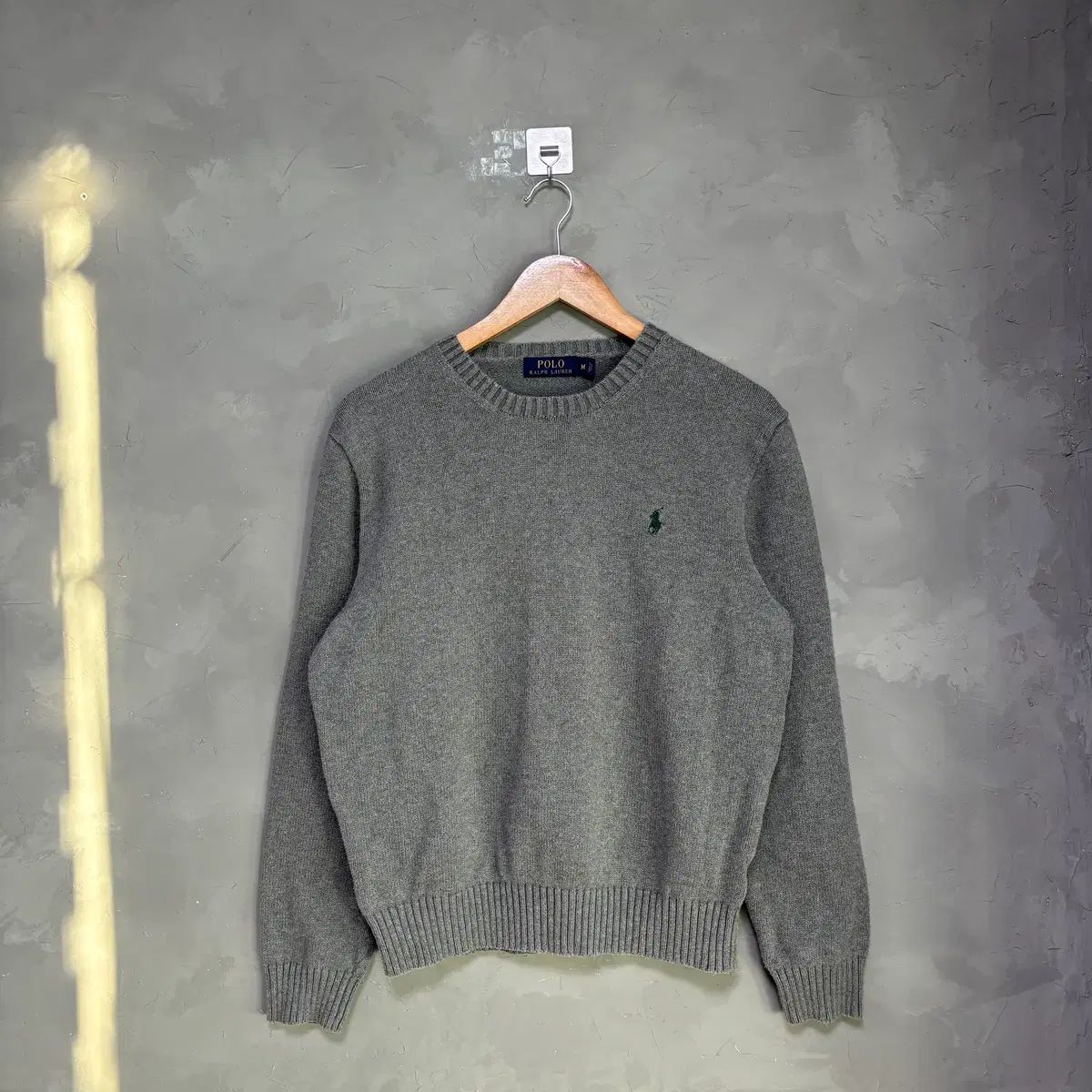 ポロラルフローレン ラウンドネック コットン ニット グレー グリーン