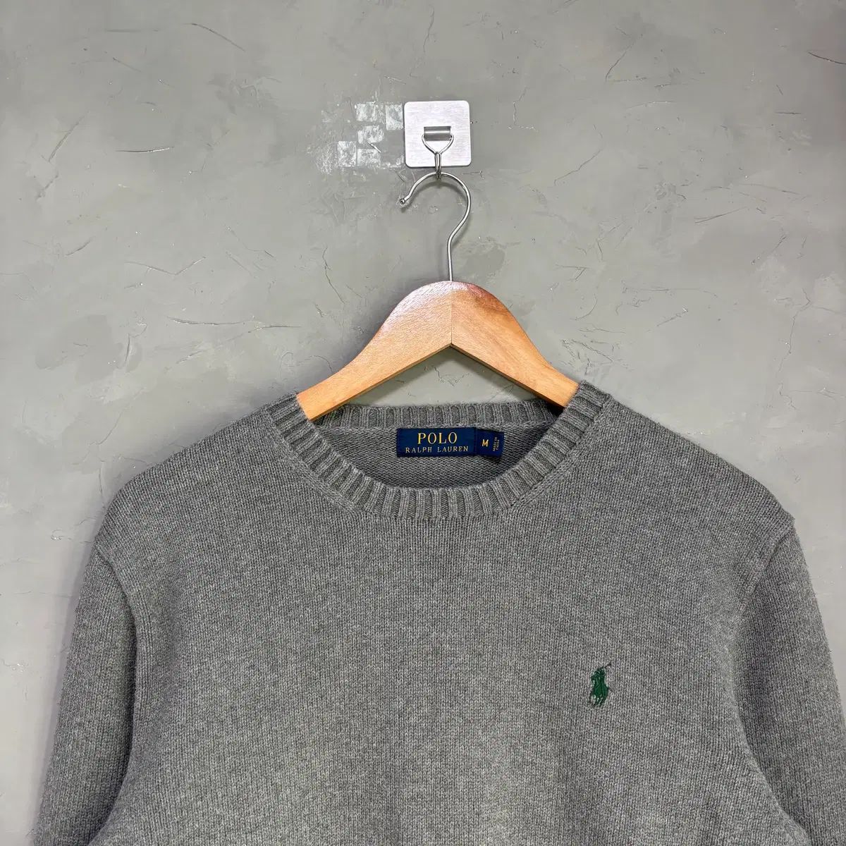 ポロラルフローレン ラウンドネック コットン ニット グレー グリーン