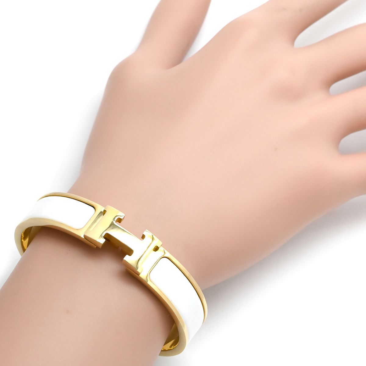 エルメス HERMES ブレスレット クリックH PM GP エナメル ホワイト
