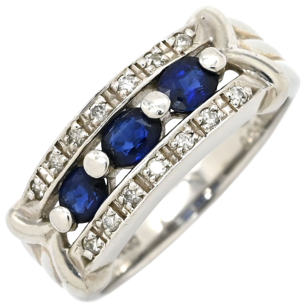 リング 指輪 ブルーサファイア 0.71ct ダイヤモンド プラチナシルバー