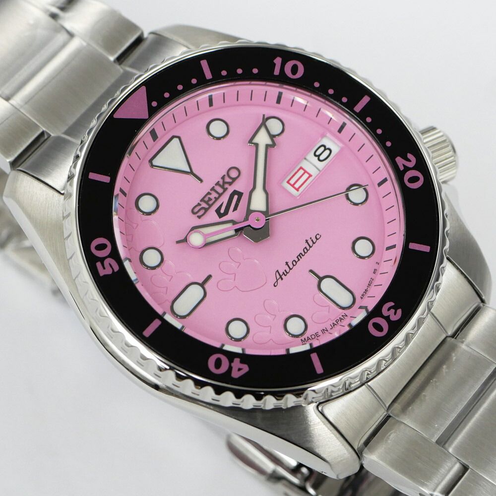 名東】セイコー 5スポーツ ピンクパンサーコラボ SBSA321 4R36-18B0