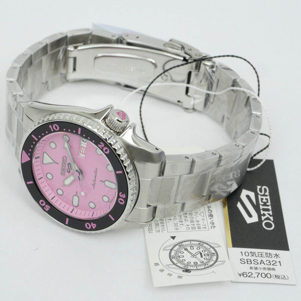 名東】セイコー 5スポーツ ピンクパンサーコラボ SBSA321 4R36-18B0