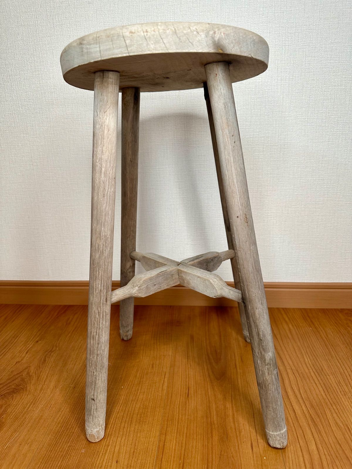 ヴィンテージ 木製スツール 丸椅子 古道具 - メルカリ