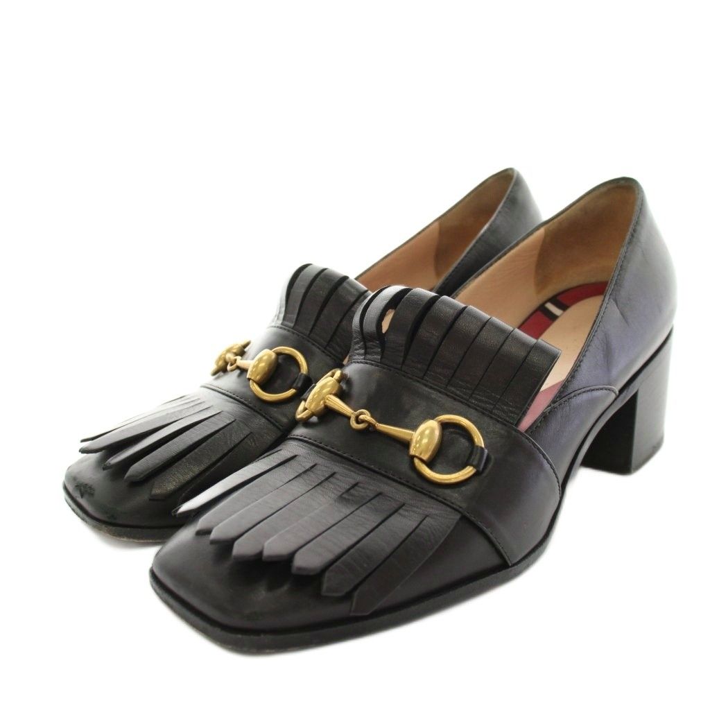グッチ GUCCI パンプス ホースビットローファー スクエアトゥ チャン