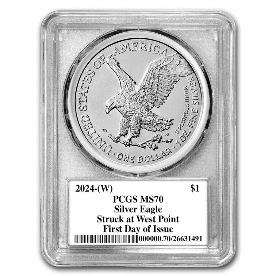 2024-(W) アメリカン シルバー イーグル MS-70 PCGS (FDI、ブラック