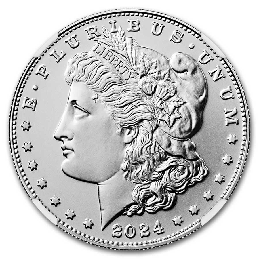 2024年 シルバー モルガン ダラー MS-70 PCGS (FDI、ブラックラベル